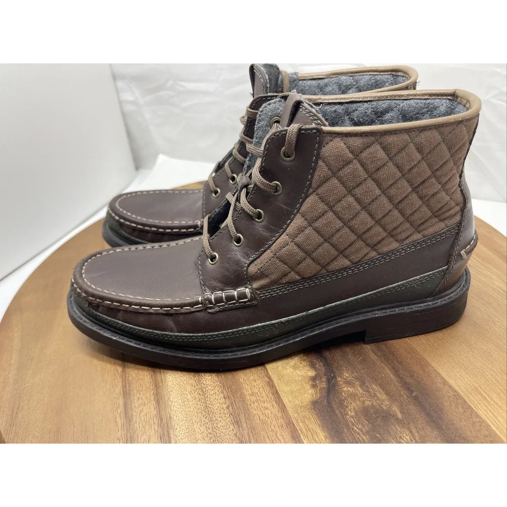 Cole Haan‎ Boots 8.5 M C20210 Pinch Brown Leather Lace Up Quilted Moc Ankle Mens
